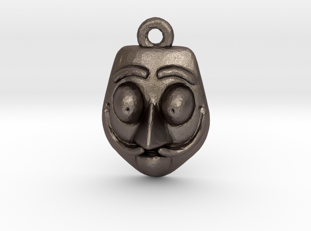Mask keychain in Polished Bronzed-Silver Steel