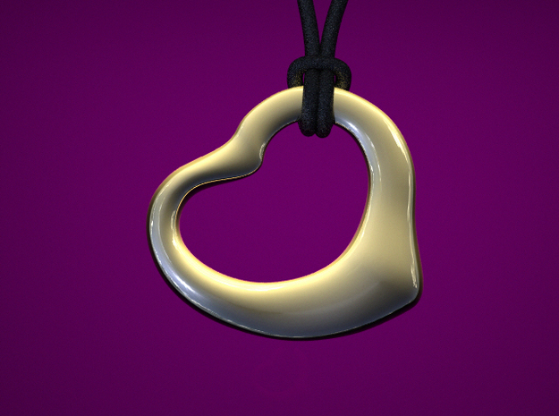 Open Heart Pandent, mini in Polished Gold Steel