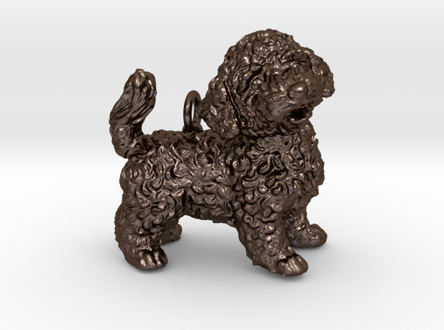  Cockapoo Dog Pendant in Polished Bronze Steel