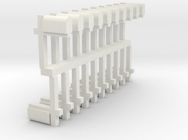 20 N-Scale Mailboxes in White Natural Versatile Plastic