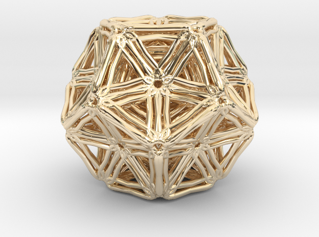 Dodecahedron  inside dodecahedron in 14k Gold Plated Brass