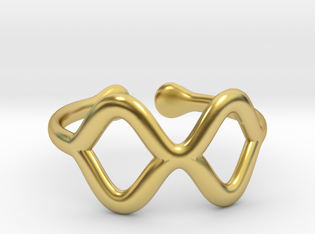 Wavy ring [open and sizable] in Polished Brass