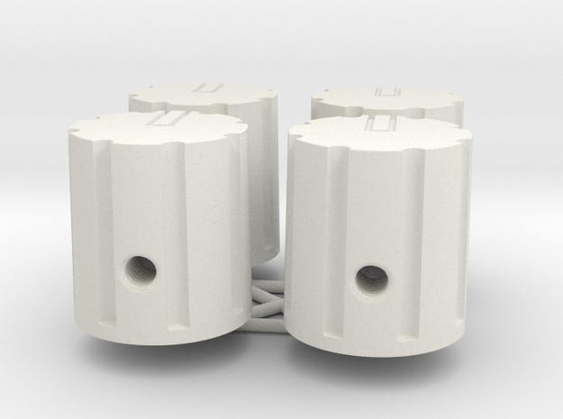 Rotary Knob - Milspec Replica - x4 in White Natural Versatile Plastic