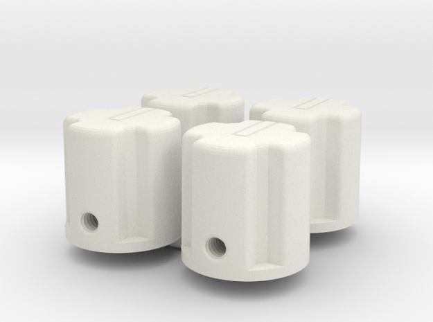 Rotary Knob - Milspec Replica - 4 Way in White Natural Versatile Plastic
