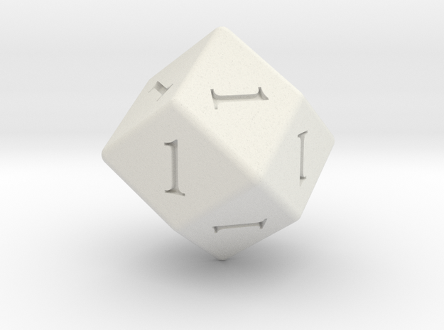 All Ones Solid D12 (rhombic) in White Natural Versatile Plastic