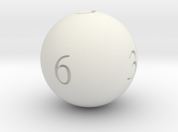 Sphere D6 in White Natural Versatile Plastic