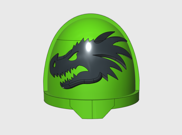 10x Dragon Head - G:11a Shoulder Pads in Tan Fine Detail Plastic