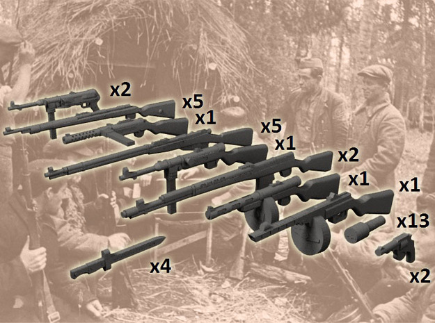 1/35 Soviet partisans smaller set in Clear Ultra Fine Detail Plastic
