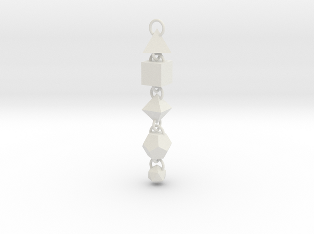Platonic Solids Dangly Thing in White Natural Versatile Plastic