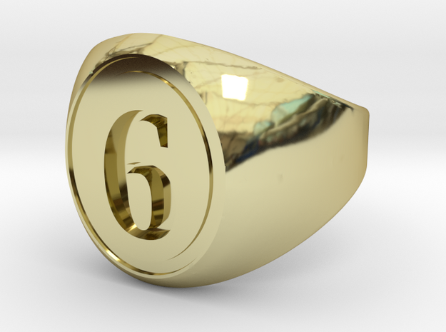 Classic Signet Ring - Number 6 (ALL SIZES) in 18k Gold Plated Brass: 5 / 49