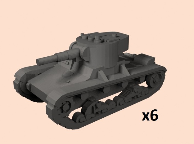 1/160 T-26 WW2 Soviet tanks (6) in White Processed Versatile Plastic
