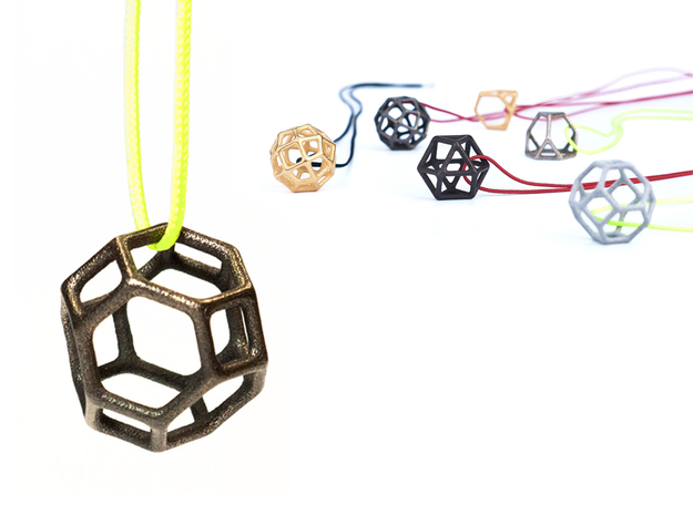 Polyhedral Jewelry: Truncated Octahedron in Polished and Bronzed Black Steel