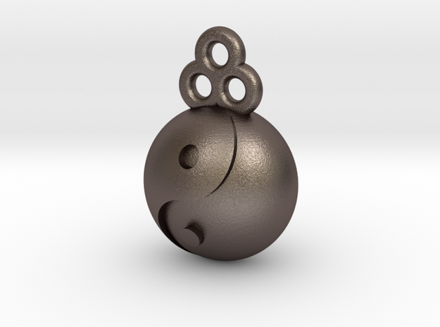 Simple Yin Yang Charm in Polished Bronzed-Silver Steel