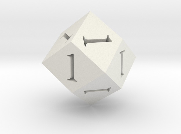 All Ones D12 (rhombic) in White Natural Versatile Plastic