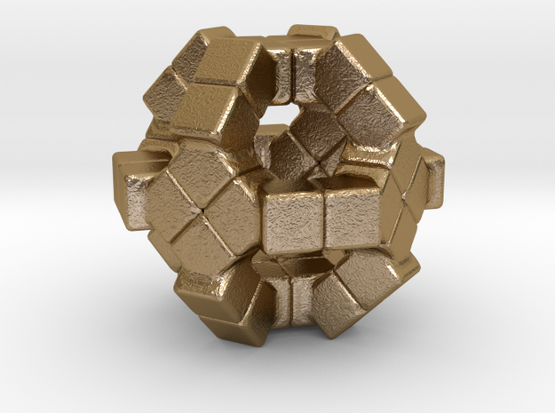 Pendant tetra ball shape in Polished Gold Steel: Medium