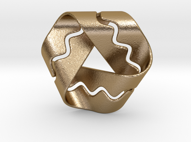 Mobius Strip with Sinusoid Channel - Rounder in Polished Gold Steel
