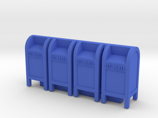 Mail Box - US Mail (4) 1:64 'S' Scale in Blue Processed Versatile Plastic