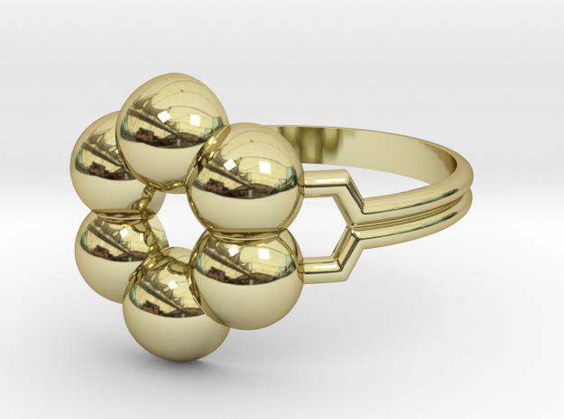 Benzene Molecule Ring in 18k Gold Plated Brass