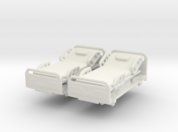 Modern Hospital Bed (x2) 1/72 in White Natural Versatile Plastic