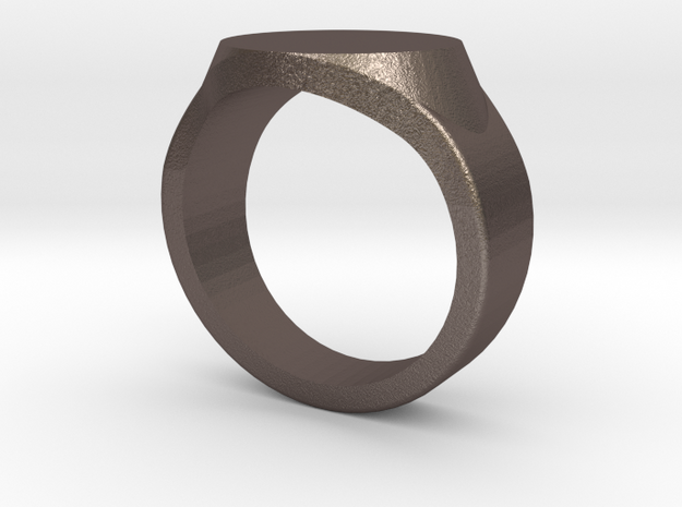 Signet Ring all Sizes in Polished Bronzed-Silver Steel: 10 / 61.5