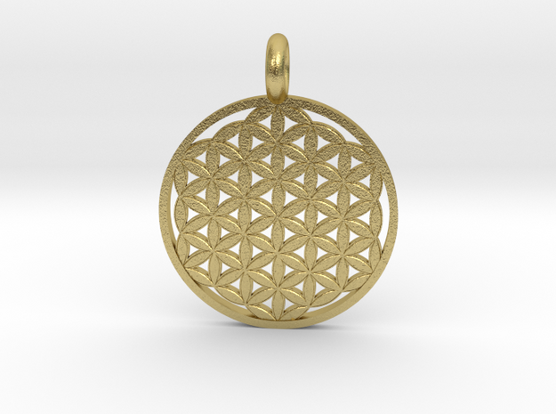 Flower of Life Sacred Geometry pendant approx 22mm in Natural Brass: Small