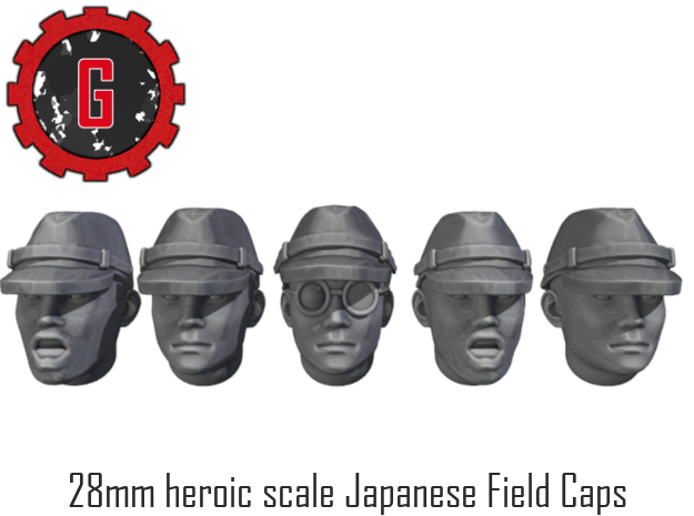 28mm Heroic Scale Japanese Field Caps in Tan Fine Detail Plastic: Small