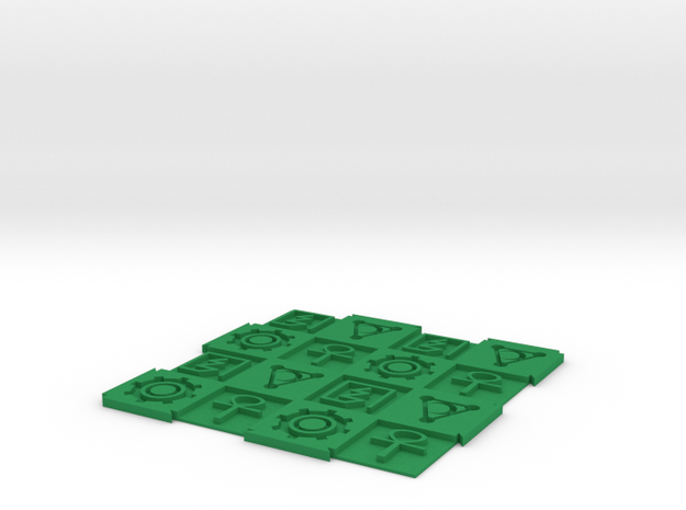 Alien Symbols 4x4 Expandable Chessboard 1" Squares in Green Processed Versatile Plastic