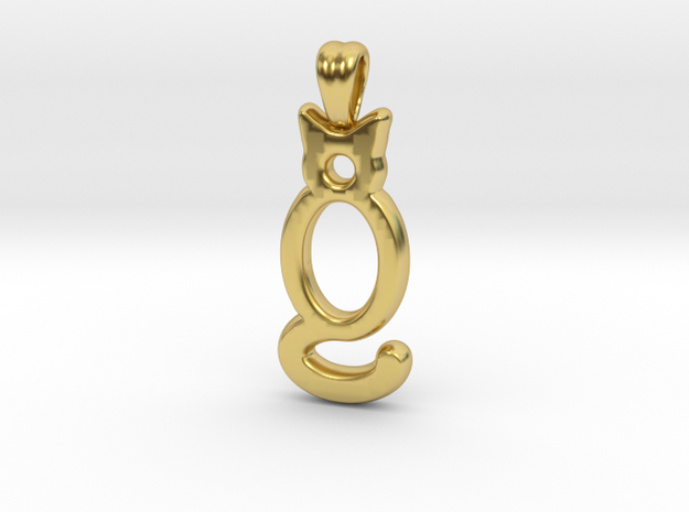 Cat ! [pendant] in Polished Brass