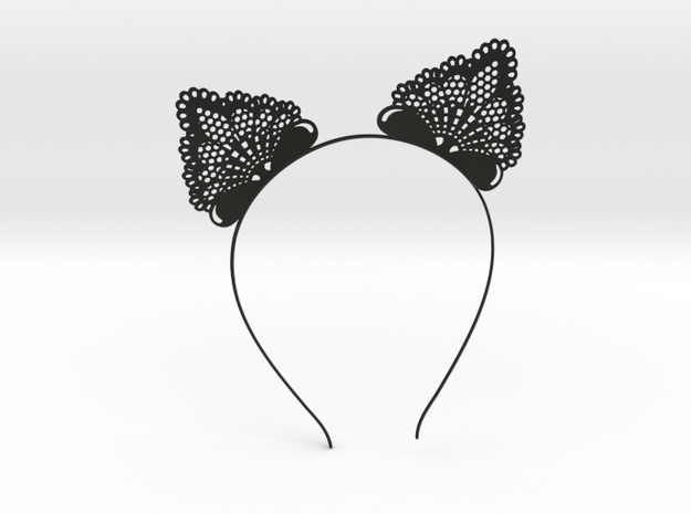 Cat Ears Headband - Type 1 - Neko Mimi  in Black Natural Versatile Plastic