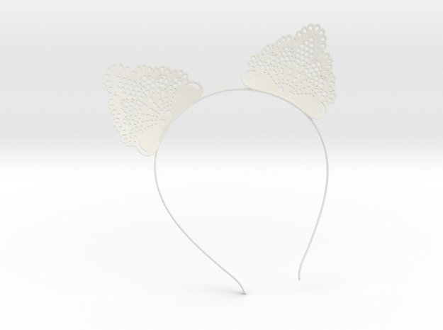 Cat Ears Headband - Type 1 - Neko Mimi Metal in White Natural Versatile Plastic