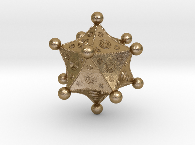 Roman Icosahedron in Polished Gold Steel