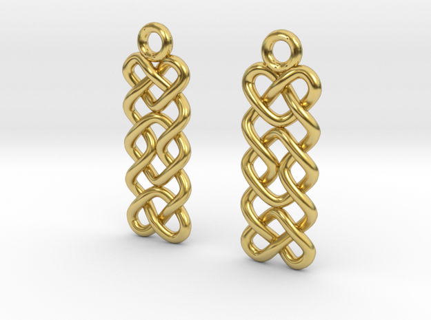 Celtic hearts and square [Earrings] in Polished Brass