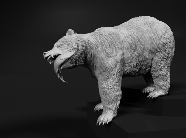 Grizzly Bear 1:16 Female with Salmon in White Natural Versatile Plastic