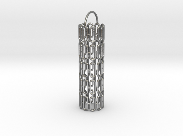 Pendant / Earring with Structures  in Natural Silver