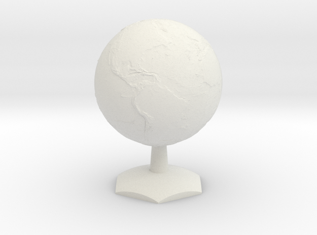 Earth on Hex Stand in White Natural Versatile Plastic