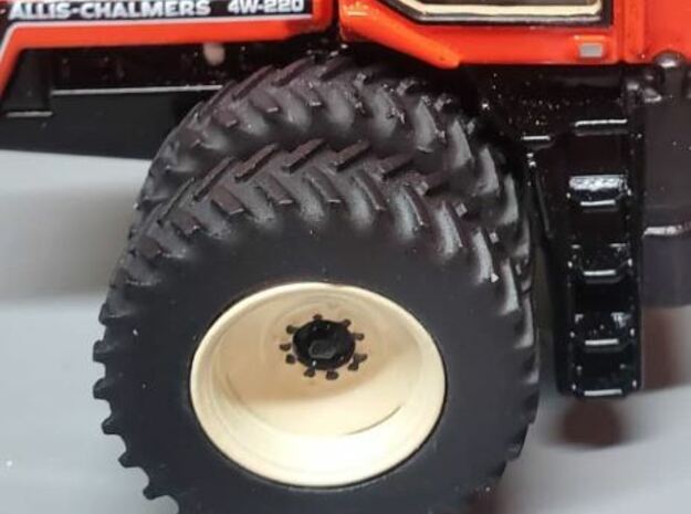 1/64 Scale 38" Orange Rear Wheel, Duals, and Tires in Smooth Fine Detail Plastic