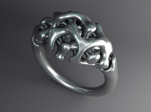 Reaction Diffusion Ring Nr. 11 (Size 50) in Natural Silver