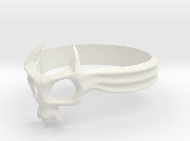 Skull Mask Ring -v2 in White Natural Versatile Plastic