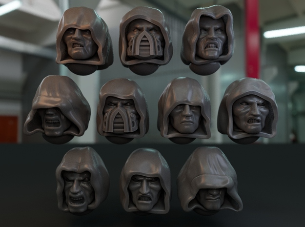 10-20x Hooded Faces for Dark Angels in Tan Fine Detail Plastic: Medium