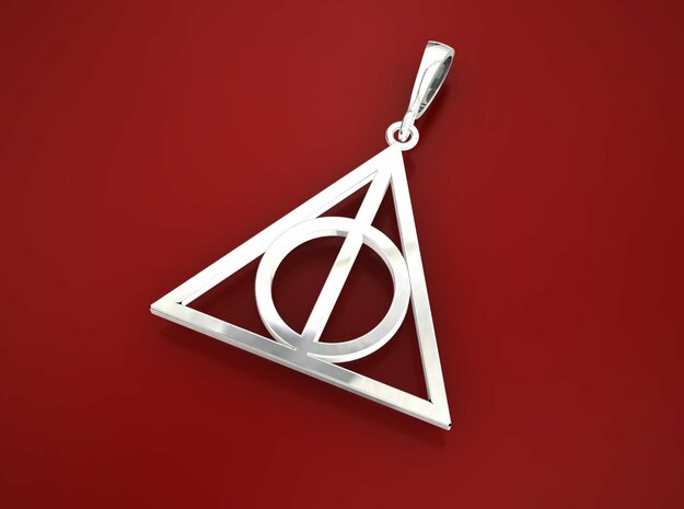 Deathly hallows pendant in Polished Silver (Interlocking Parts)