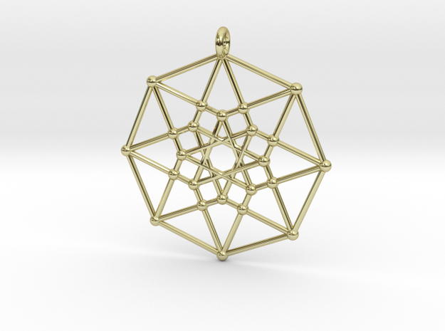Tesseract Pendant in 18k Gold Plated Brass