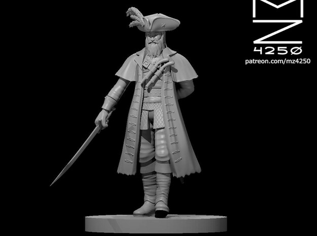 Pirate Captain Male in Tan Fine Detail Plastic