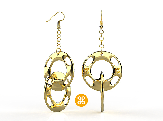 Kamba: Drop Earrings in 14k Gold Plated Brass