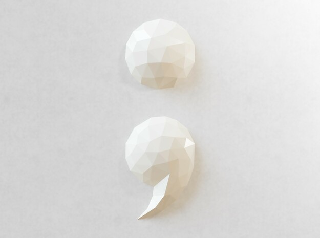 Low Poly Wall Art: Semicolon (Smooth Plastic) in White Smooth Versatile Plastic
