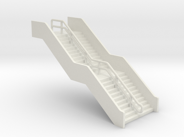 N Scale Station Stairs H30mm v2 in White Natural Versatile Plastic