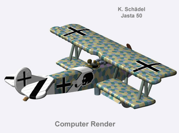 Karl Schädel Fokker D.VII (full color) in Natural Full Color Nylon 12 (MJF)