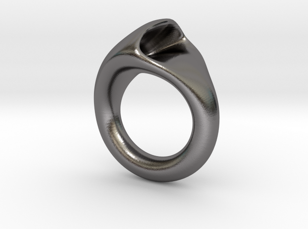 Soda Opener Ring in Polished Nickel Steel