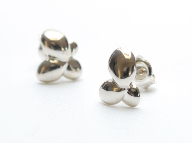 Duckweed Earrings - Science Jewelry in Polished Silver