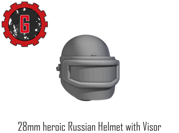 28mm Heroic Russian Helmet with Visor(visors down) in Tan Fine Detail Plastic: Small