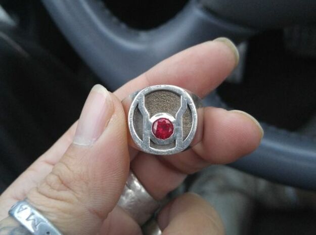 Red Lantern Ring Size 11 in Polished Bronzed Silver Steel